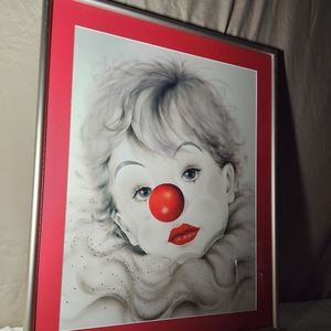 Starry Eyed Clown framed picture 12x16 perfect condition
